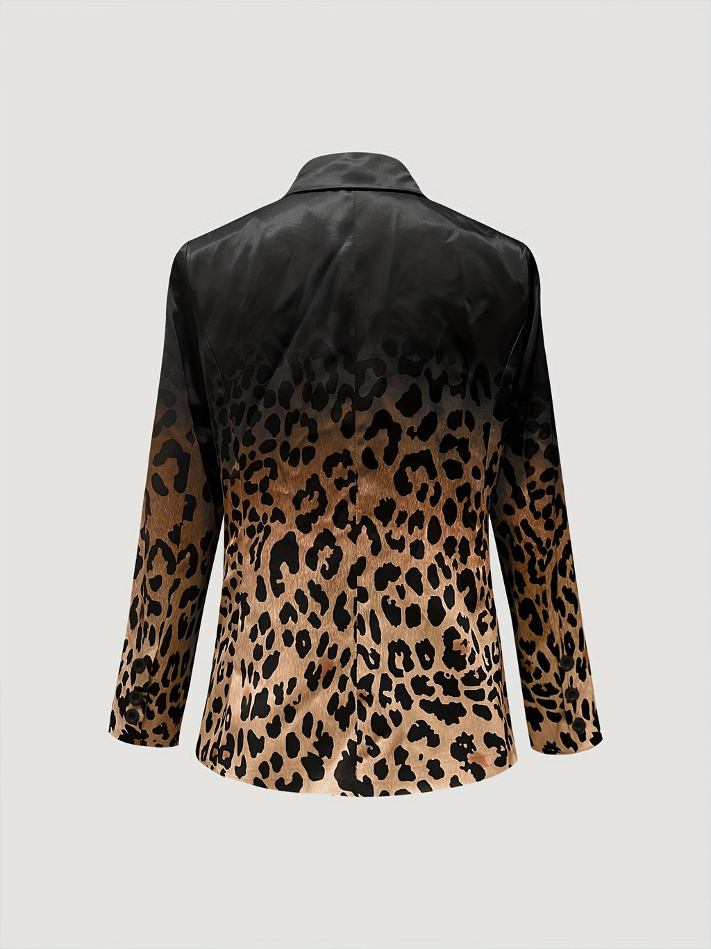 Women's Statement Leopard Print Blazer with Lapels and Flap Pockets