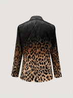 Women's Statement Leopard Print Blazer with Lapels and Flap Pockets