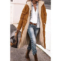 Women's Plush Sherpa Toggle-Fastening Coat with Hood - Brown