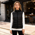 Women's Light-Padded Quilted Gilet with Tall Stand Collar - Black