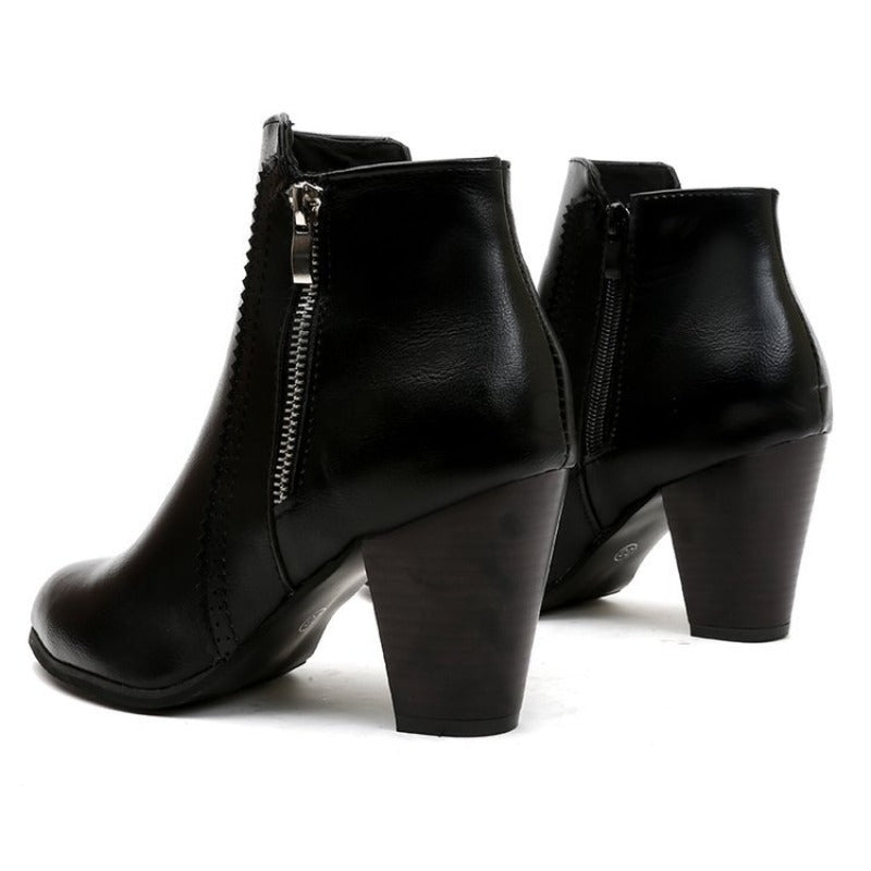 Women's Polished Zip-Up Ankle Boots for Work and Evenings