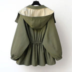Women's Wind-Resistant Oversized Trench Mac with Layered Collar