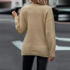 Women's Asymmetric-Hem Cable-Knit Jumper with Crossover V-Neck