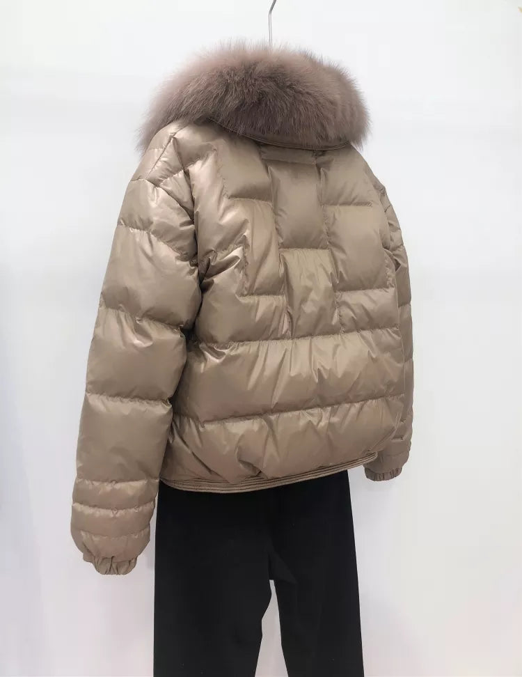 Women's Statement-Collar Quilted Jacket with Toggle Fastenings
