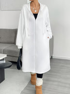 Women's Relaxed Knit Hoodie Cardigan with Full-Length Zip