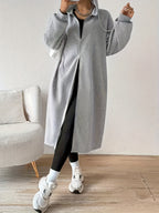 Women's Relaxed Knit Hoodie Cardigan with Full-Length Zip