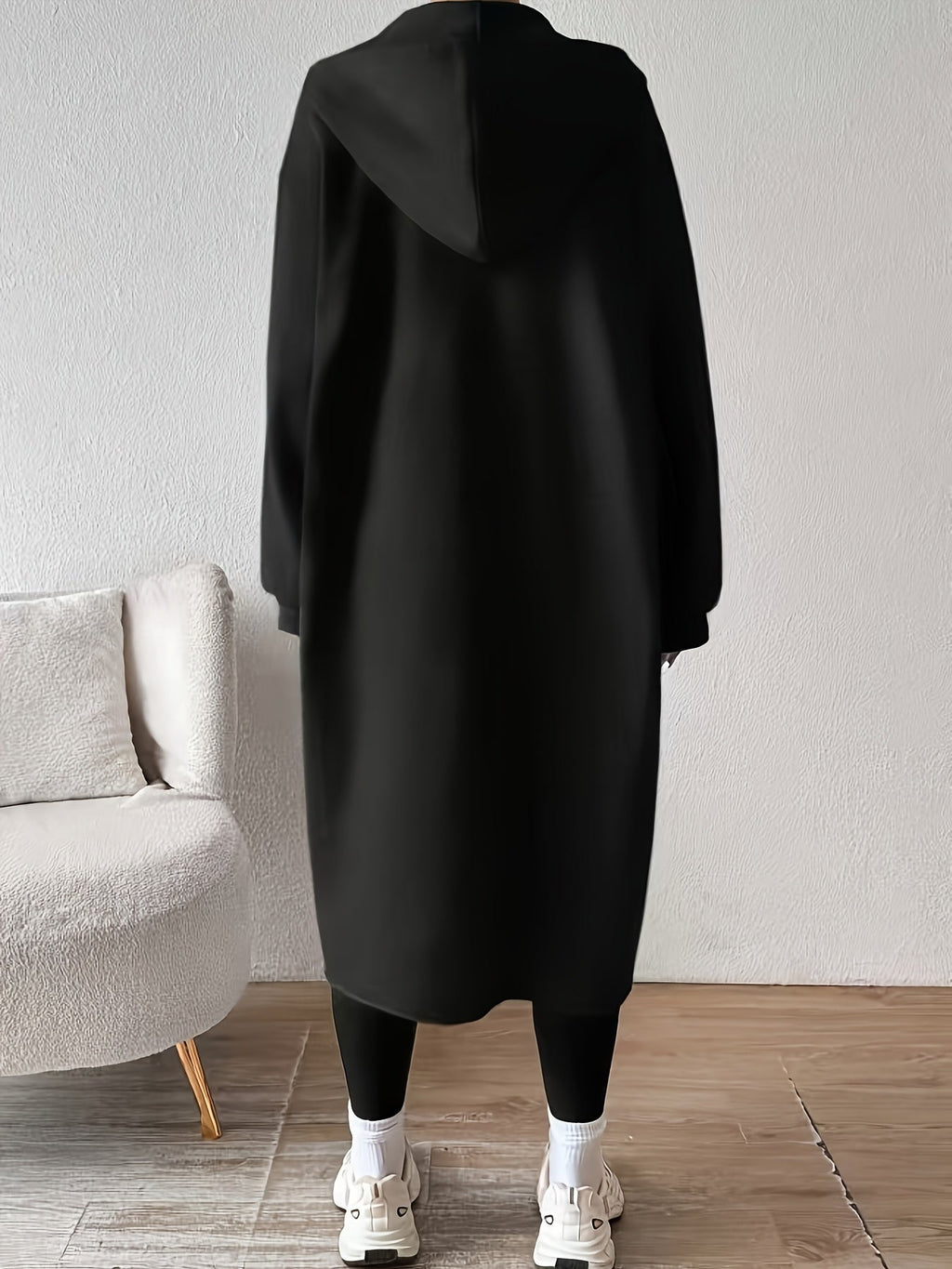 Women's Relaxed Knit Hoodie Cardigan with Full-Length Zip