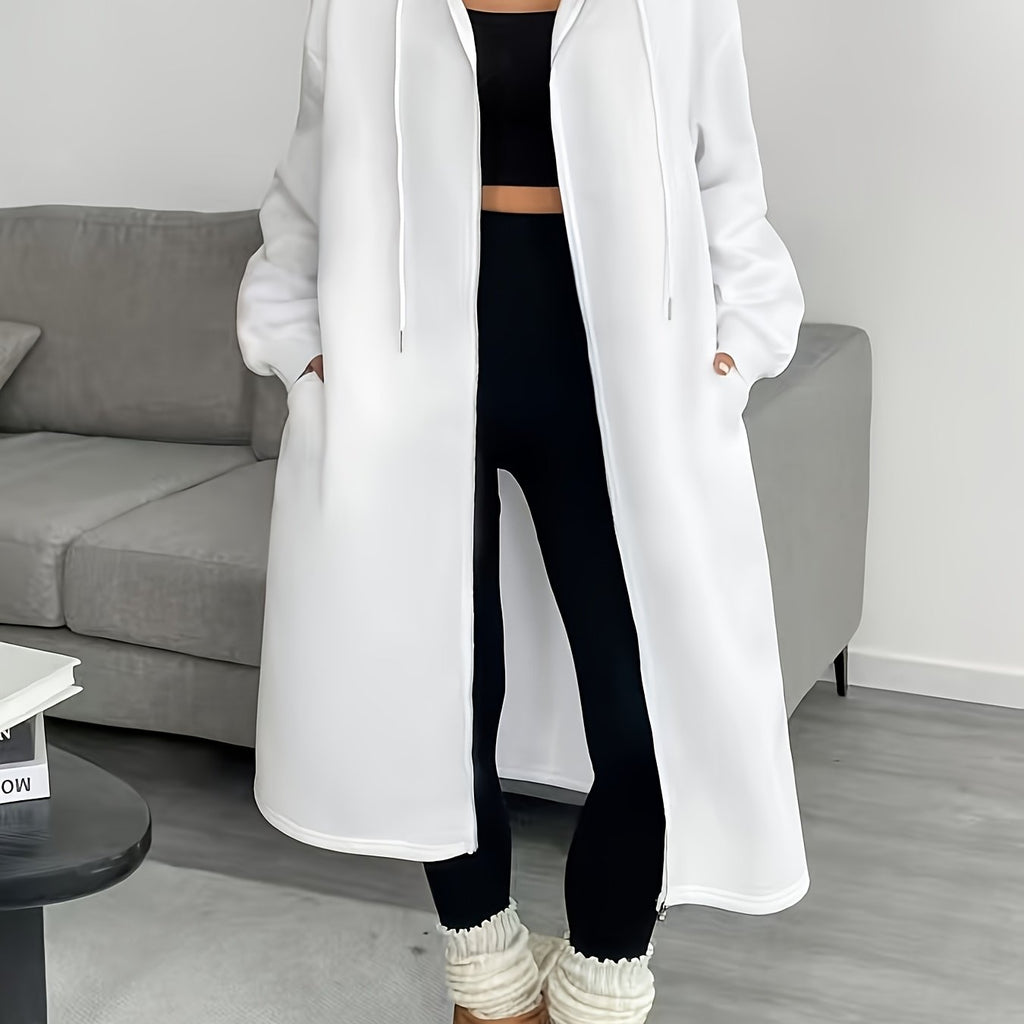 Women's Relaxed Knit Hoodie Cardigan with Full-Length Zip