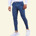 Men's Smart Tapered Stretch Trousers with a Soft Lustre - Navy