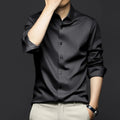 Men's Pure Silk Classic-Fit Shirt for Weddings and Events - Black