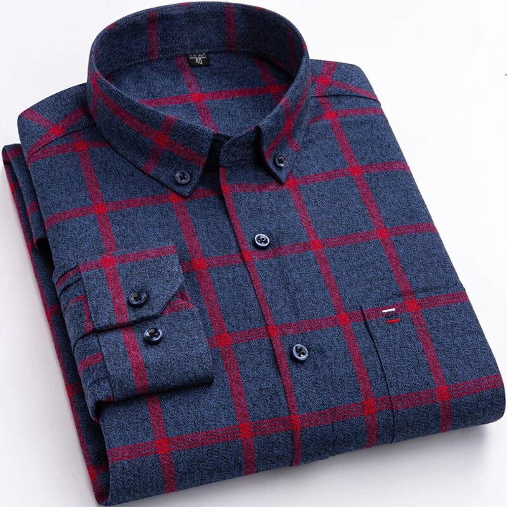 Men's Pure Cotton Check Shirt for Office or Weekend - Red