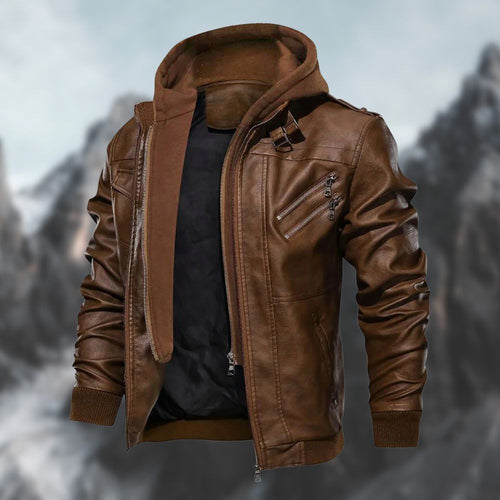 Men's Minimal Slim-Cut Jacket for Autumn and Spring Layering - Light Brown