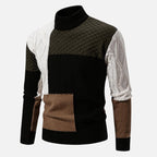 Men's Casual Patch Roll Neck Pullover in Soft Light Knit