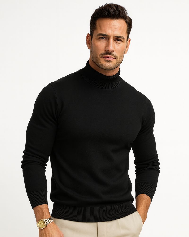 Men's Close-Fit Soft Knit Roll Neck for Smart Evenings