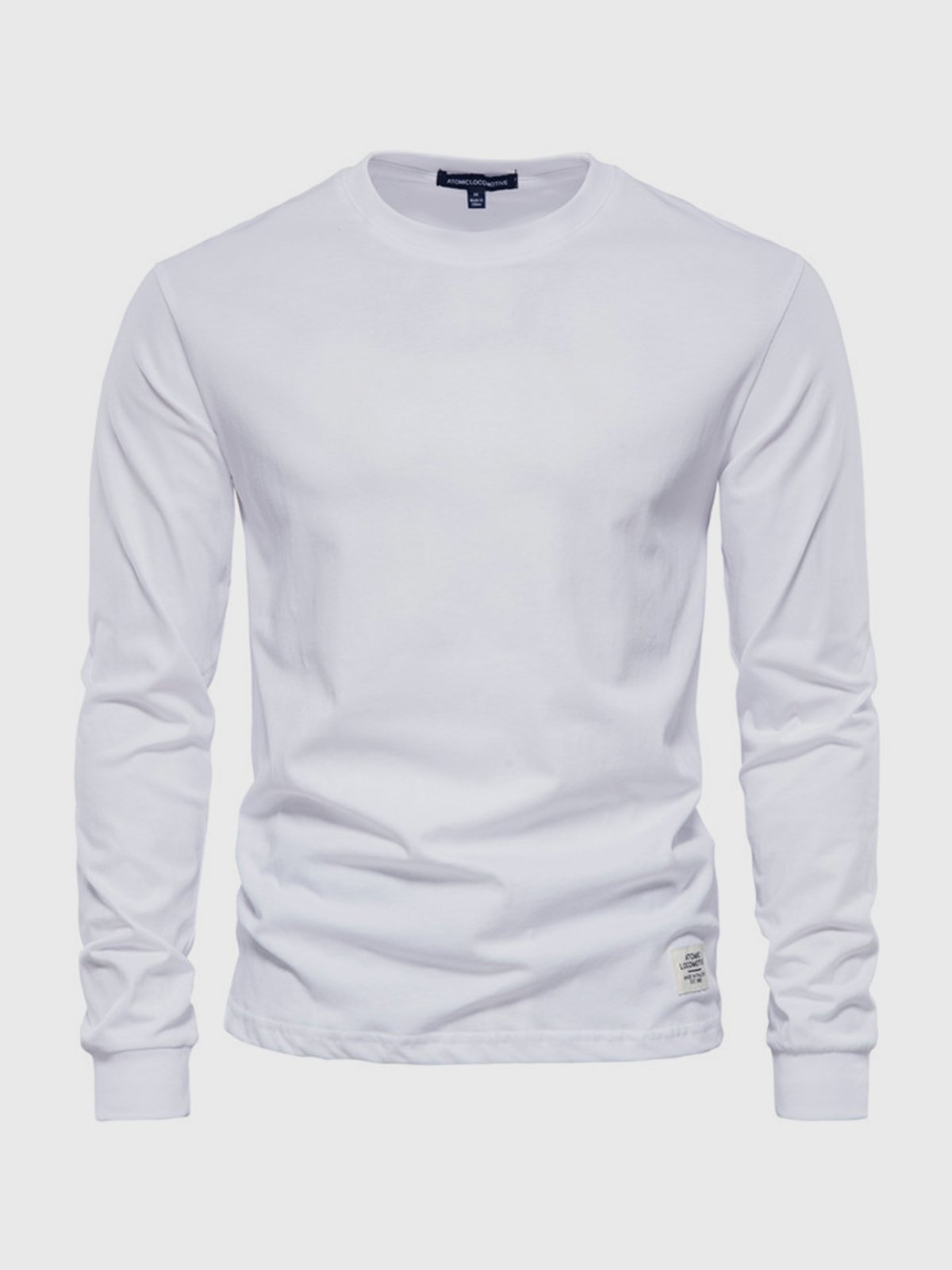 Men's Straight-Cut Ribbed Crew Neck Cotton Top - White