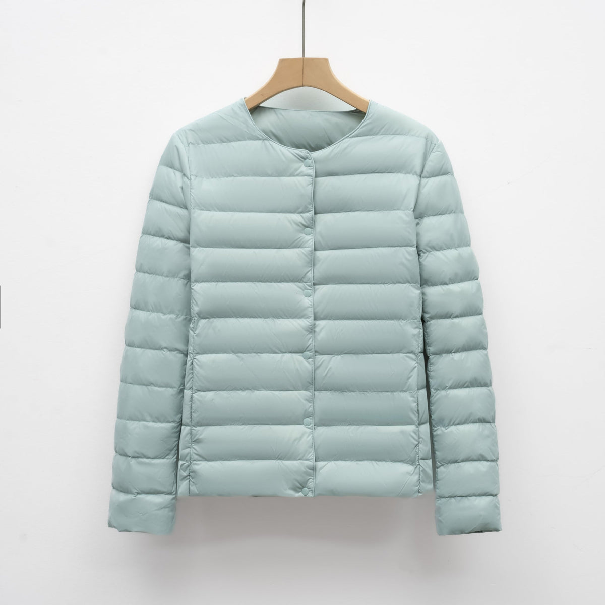 Women's Waist-Defining Short Puffer Jacket in Featherlight Fabric - Blue