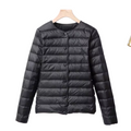 Women's Waist-Defining Short Puffer Jacket in Featherlight Fabric - Black