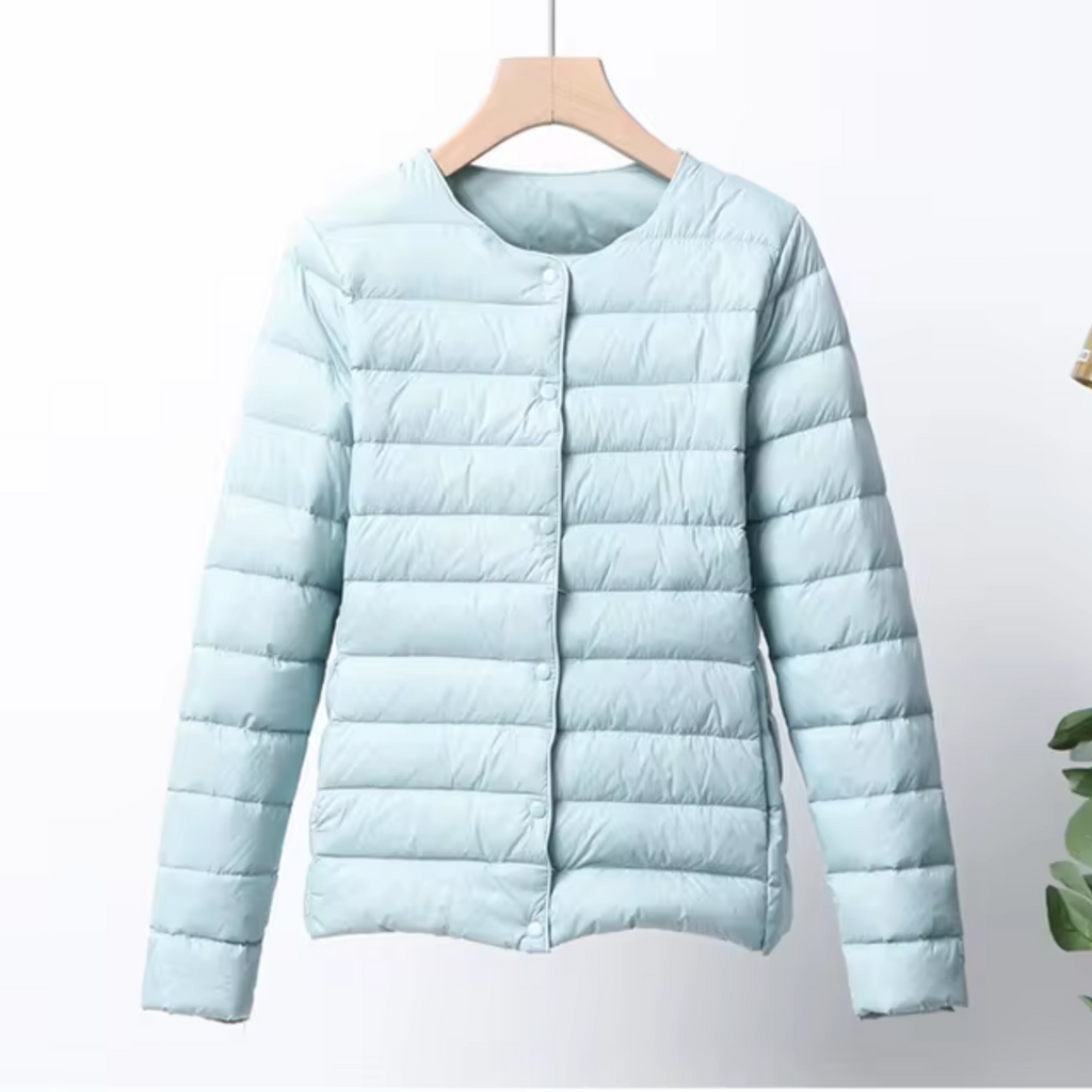 Women's Waist-Defining Short Puffer Jacket in Featherlight Fabric