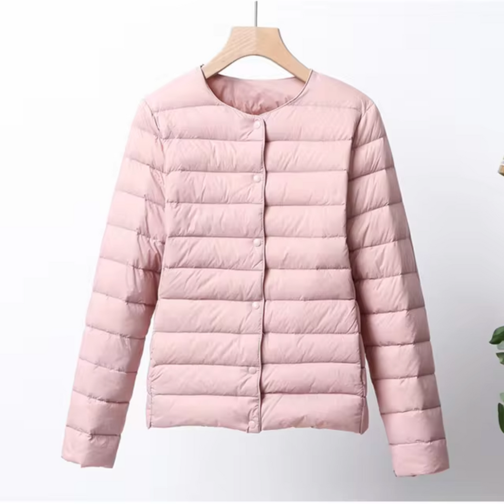 Women's Waist-Defining Short Puffer Jacket in Featherlight Fabric