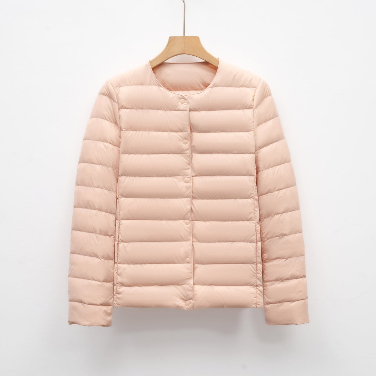 Women's Waist-Defining Short Puffer Jacket in Featherlight Fabric - Pink