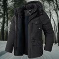 Men's Thickly Insulated Relaxed Parka with Waist Adjusters - Black