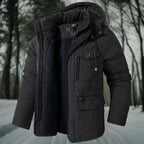 Men's Thickly Insulated Relaxed Parka with Waist Adjusters - Black
