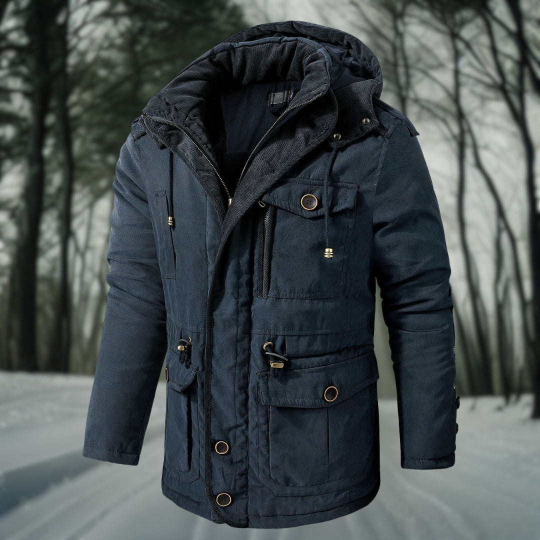 Men's Thickly Insulated Relaxed Parka with Waist Adjusters