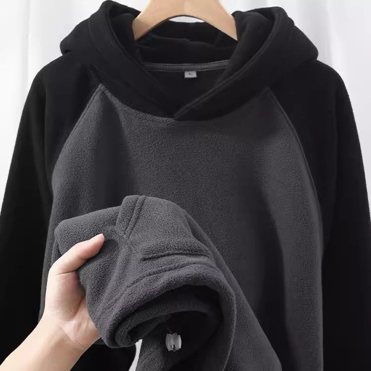 Men's Sporty Raglan-Sleeve Overhead Rain Jacket with Hood - Dark Grey