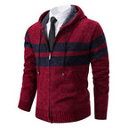 Men's Plush-Lined Knitted Zip Hoodie with Side Pockets