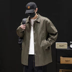 Men's Easy-Fit Beltless Longline Trench with Retro Lapels