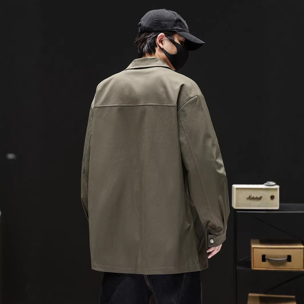 Men's Easy-Fit Beltless Longline Trench with Retro Lapels