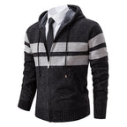 Men's Plush-Lined Knitted Zip Hoodie with Side Pockets