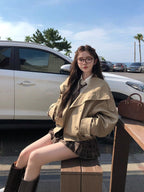 Women's Loose Stand-Collar Trench Jacket with Widening Sleeves