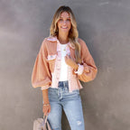 Women's Playful Fringe-Edge Short Jacket - Pink