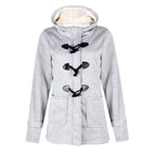 Women's Lined-Hood Toggle Jacket with Oversized Front Pockets - Light Grey