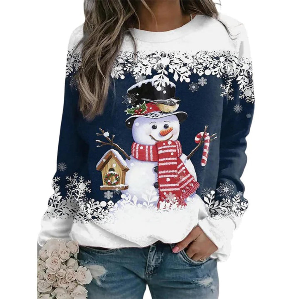 Women's Midweight Knit Christmas Jumper with Snowman Motif
