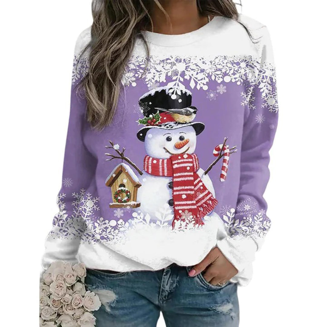 Women's Midweight Knit Christmas Jumper with Snowman Motif