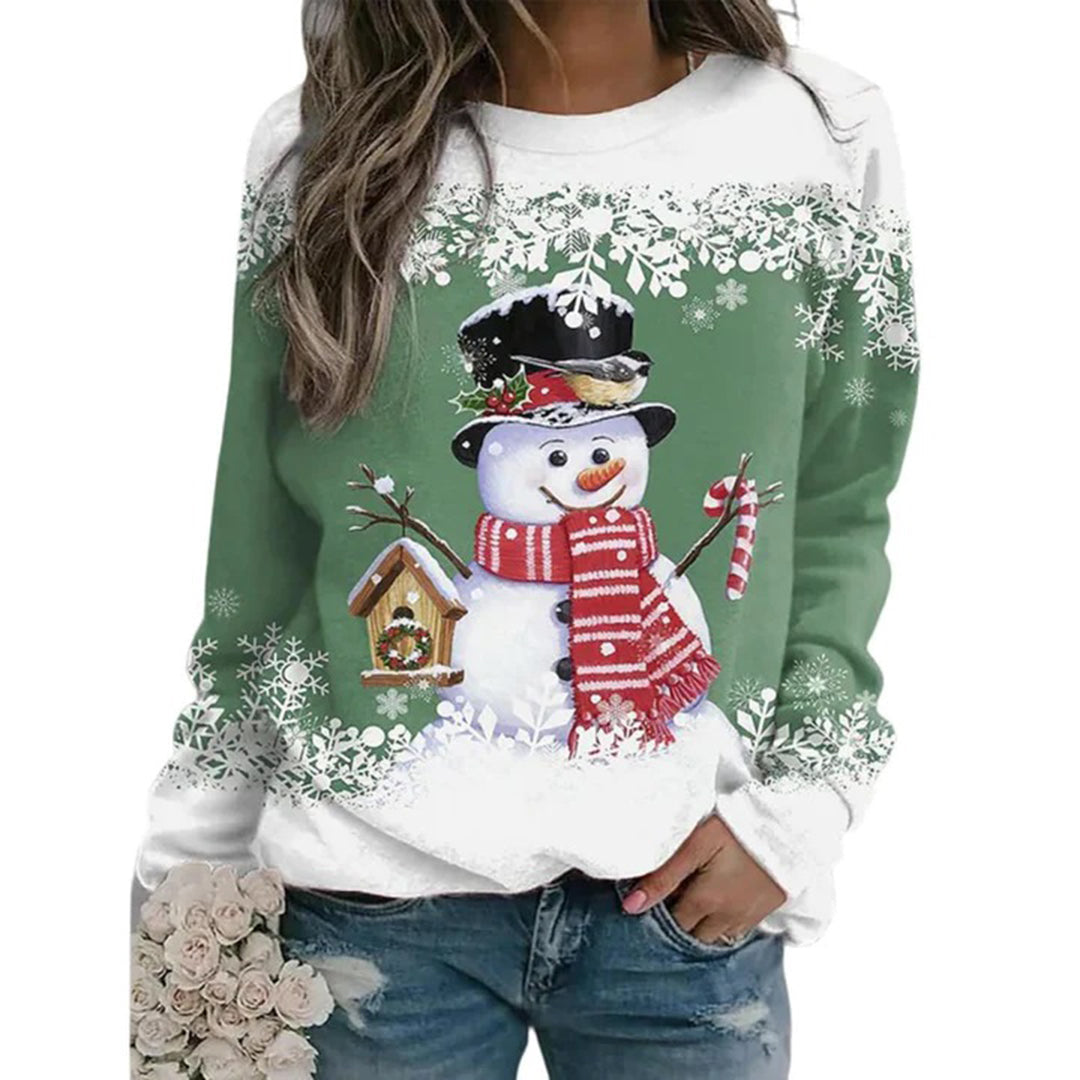 Women's Midweight Knit Christmas Jumper with Snowman Motif