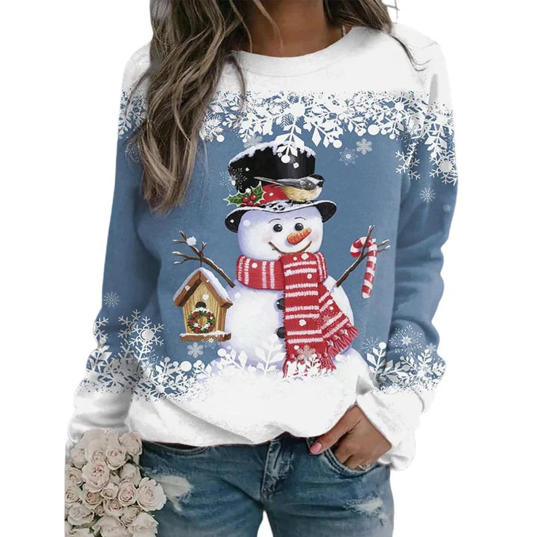 Women's Midweight Knit Christmas Jumper with Snowman Motif