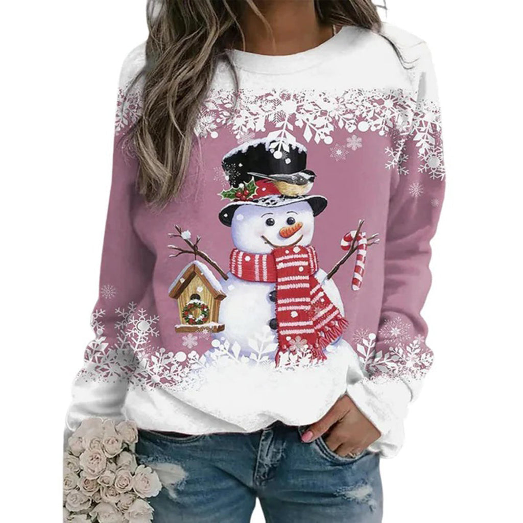Women's Midweight Knit Christmas Jumper with Snowman Motif