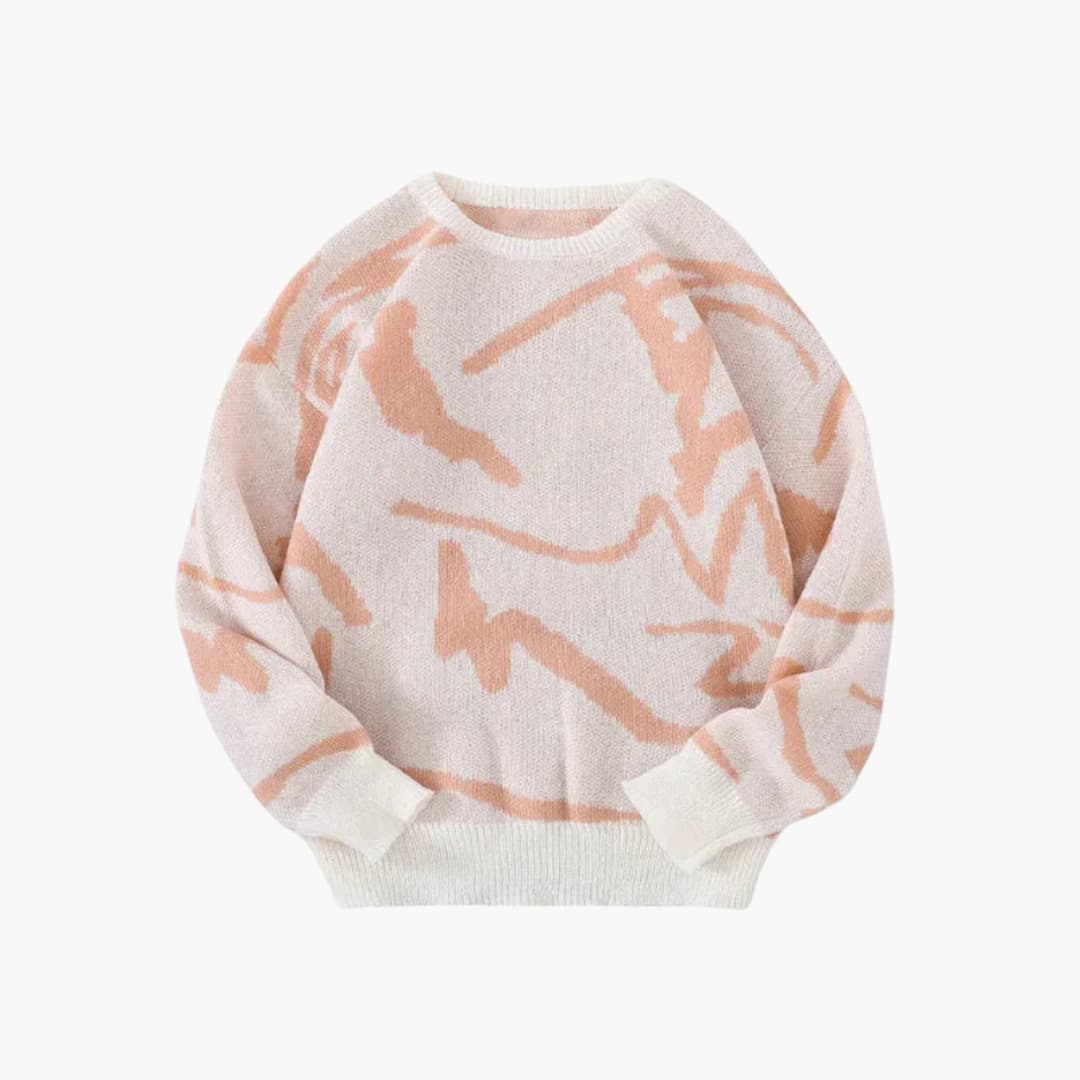 Men's Graphic Abstract Print Soft Knit Jumper - Pink