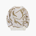 Men's Graphic Abstract Print Soft Knit Jumper - Light Brown