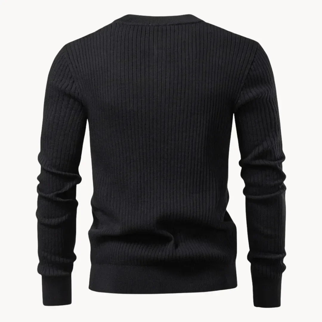 Men's Slim Henley Rib-Knit Jumper for Dinners Out