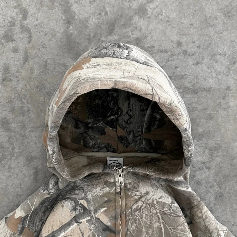 Men's Zip-Through Camo Hoodie for Weekend Errands