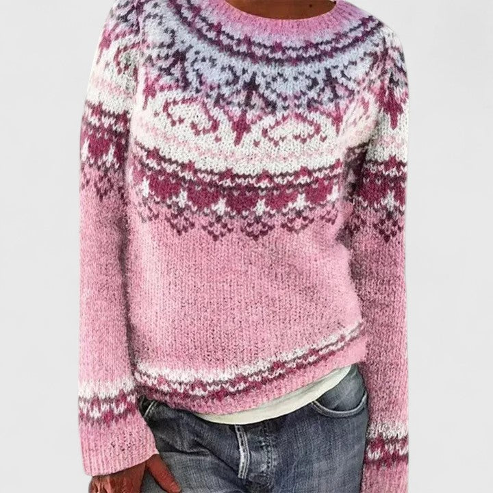 Women's Polished Everyday Knit Jumper with Flattering Cut - Pink