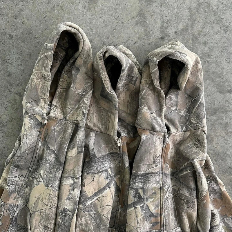 Men's Zip-Through Camo Hoodie for Weekend Errands