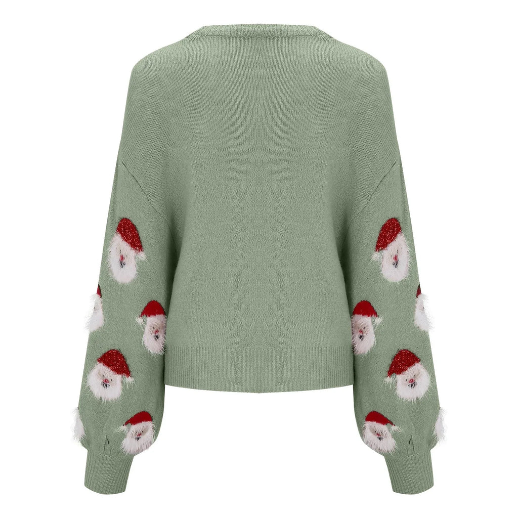 Women's Relaxed Christmas Print Knit Jumper for the Holidays