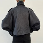 Women's Short Epaulette-Shoulder Jacket with Hidden Front Fastening