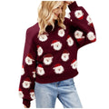Women's Relaxed Christmas Print Knit Jumper for the Holidays - Wine Red