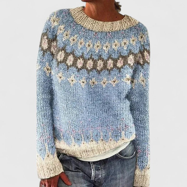 Women's Polished Everyday Knit Jumper with Flattering Cut - Light Blue